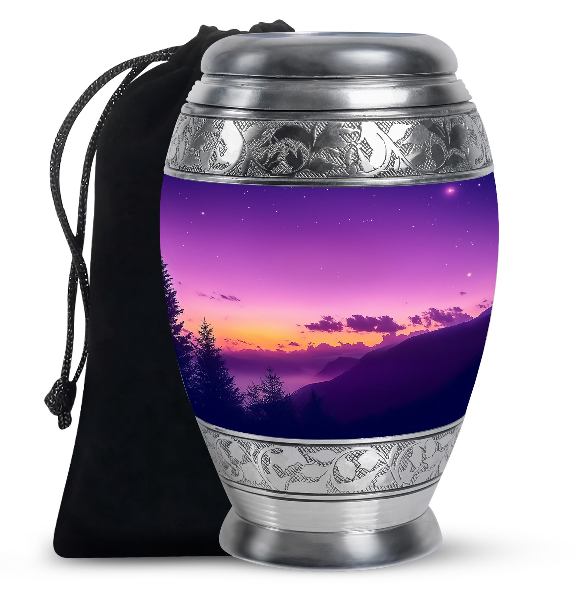 Premium Cremation Urn with Sunset Landscape – Unique Decor Urns