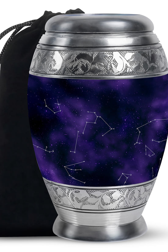 Purple Galaxy Cremation Urn – Cosmic Constellation Design Memorial Urn