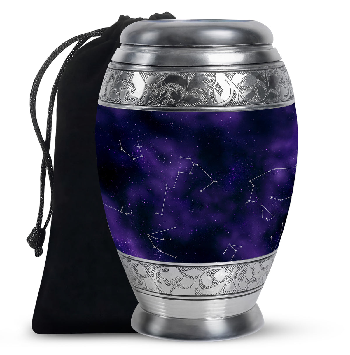 Purple Galaxy Cremation Urn – Cosmic Constellation Design Memorial Urn