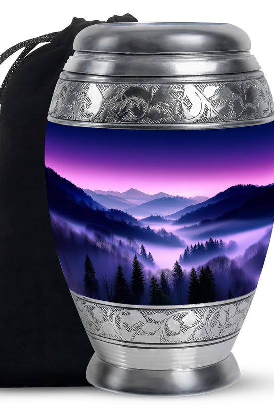 Purple Night Mountain Scenic Urn - Unique Decorative Urns For Ashes