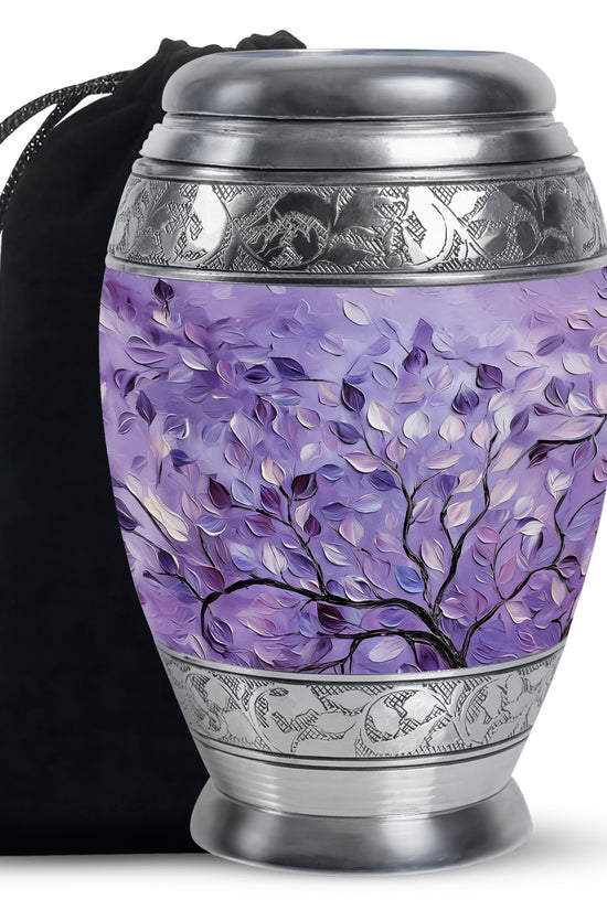 Beautiful Purple Tree Of Life Urn - Large Decorative Urns For Ashes