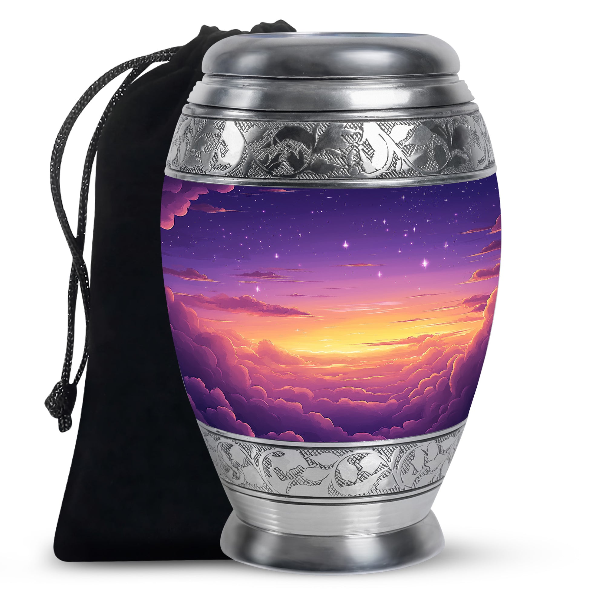 Elegant Purple Sunset Scenic Urn - Beautiful Decorative Cremation Urn