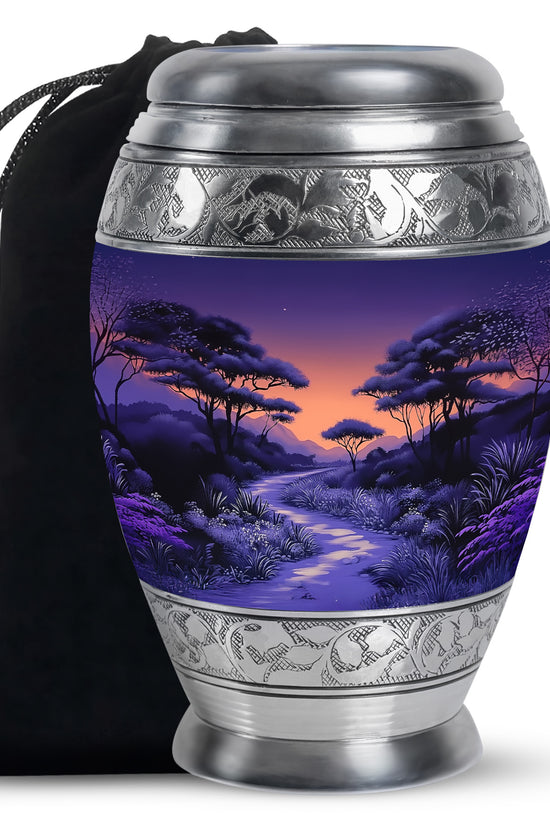 Premium Purple Sunset Memorial Urn - Personalized Decor Urns For Ashes