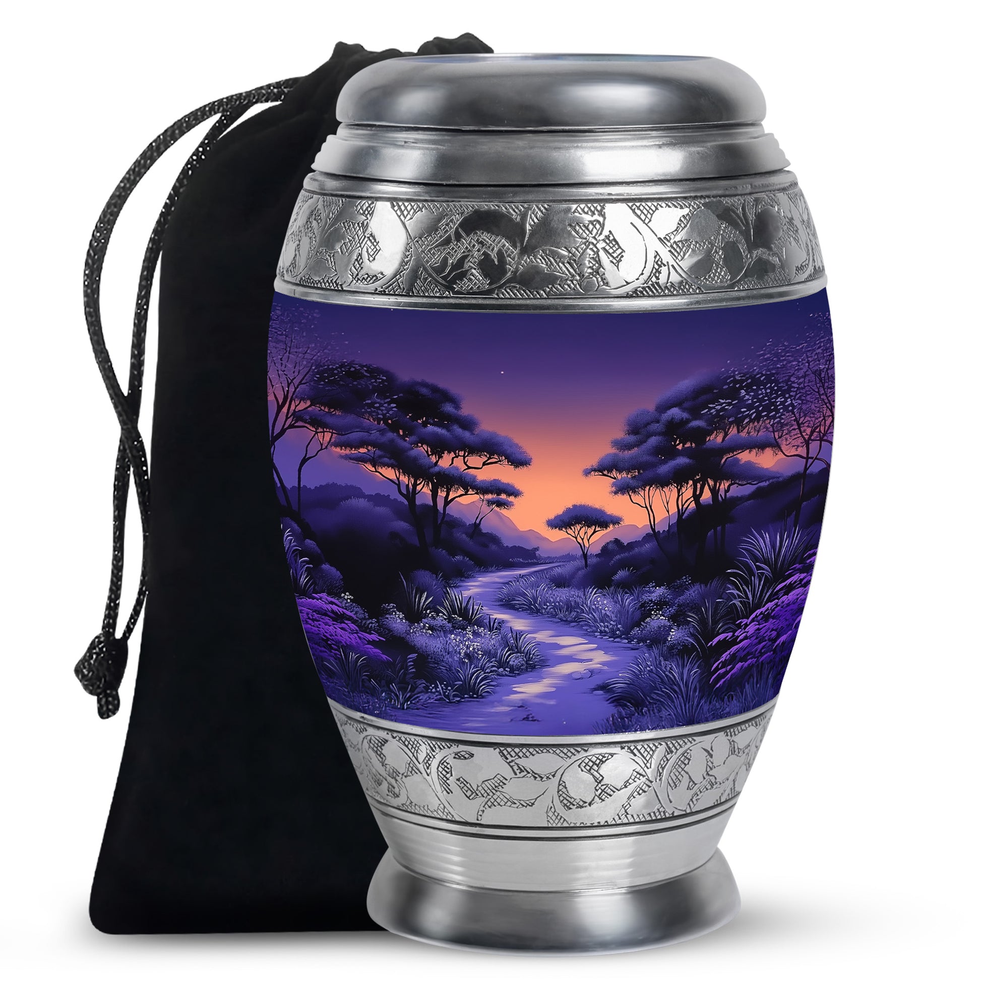Premium Purple Sunset Memorial Urn - Personalized Decor Urns For Ashes