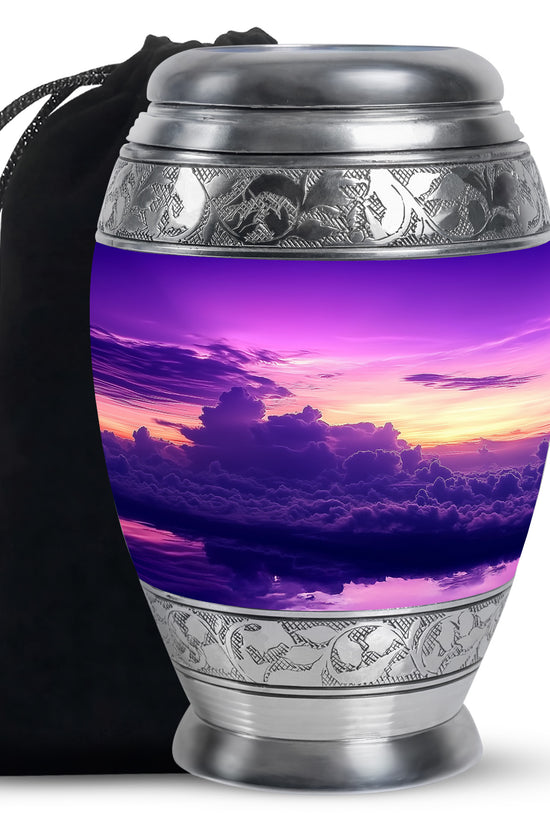 Purple Sunset Sky Funeral Urn – Beautiful Adult Memorial Urn for Ashes