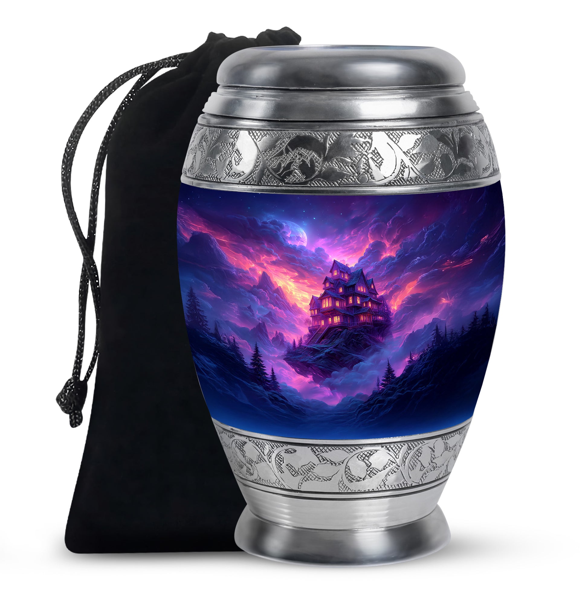 Fantasy Castle Cremation Urn – Blue Artistic Memorial Urn For Ashes