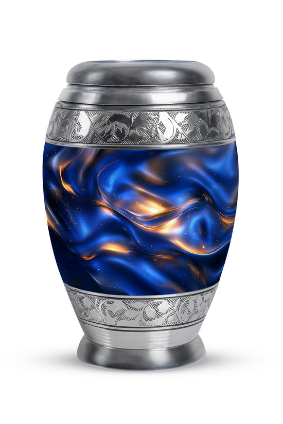 Personalized Eternal Blue Cremation Urns - Blue 10-inch, 200 cu in - Karyliz