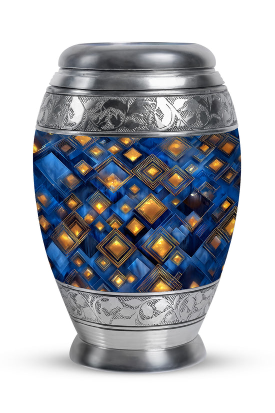 Personalized Blue Cremation Urns - Tranquil Blue 10-inch, 200 cu in - Karyliz