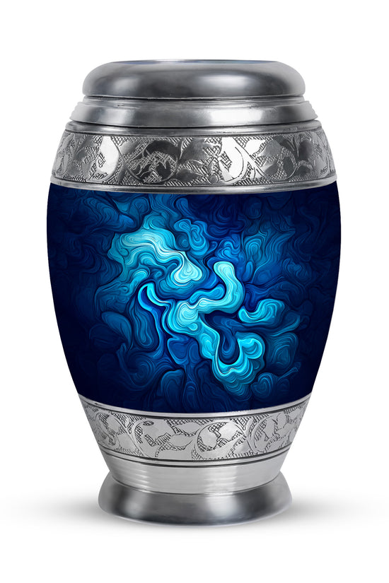 Personalized Blue Cremation Urns - Tranquil Blue 10-inch, 200 cu in - Karyliz