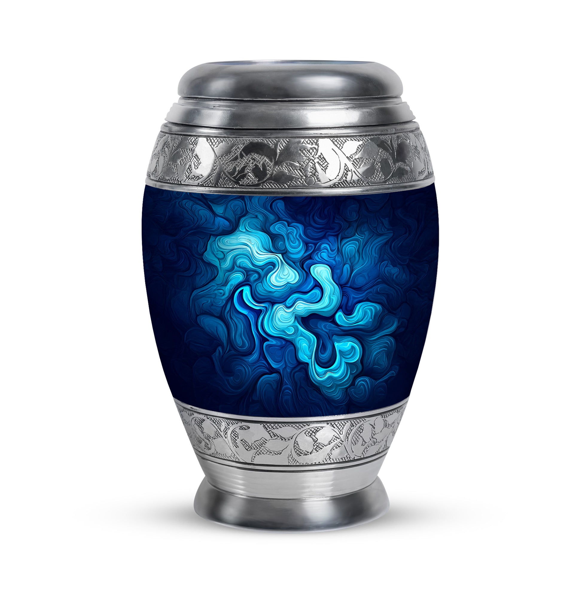Personalized Blue Cremation Urns - Tranquil Blue 10-inch, 200 cu in - Karyliz