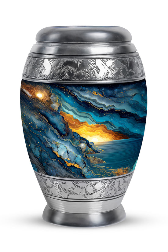 Personalized Magnificent Blue Cremation Urns - Blue 10-inch, 200 cu in - Karyliz