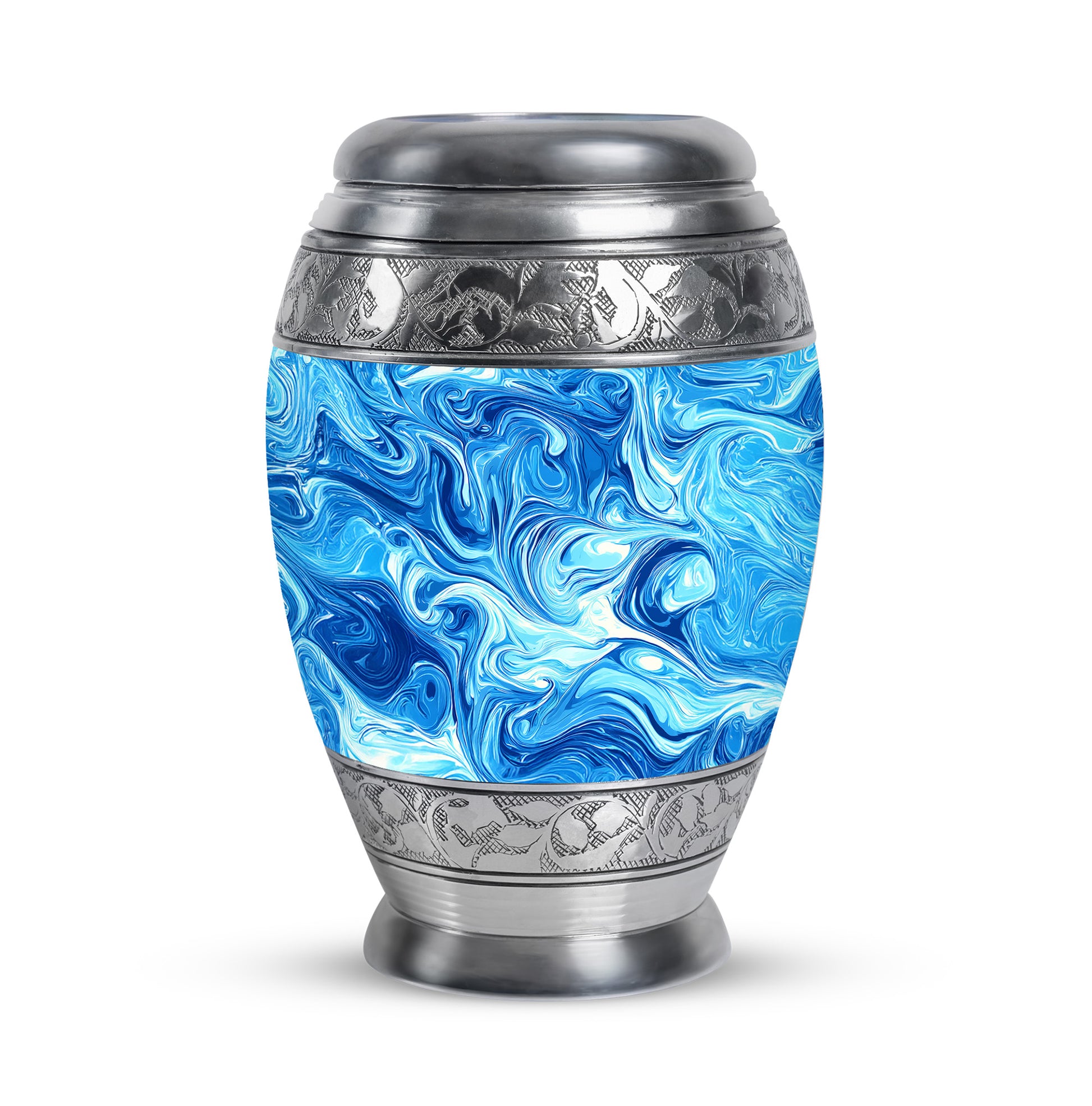 Personalized Blue Steadfast Blue Cremation Urns for Human Ashes - 10-inch, 200 cu in - Karyliz