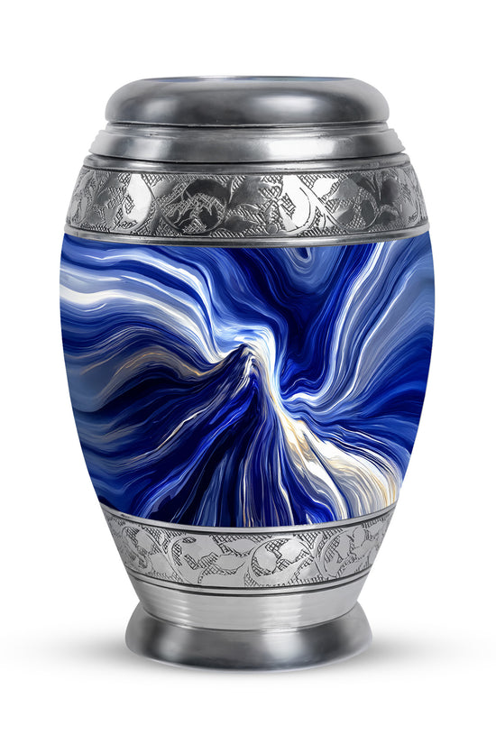 Personalized Elegant Blue Cremation Urns - Blue 10-inch, 200 cu in - Karyliz