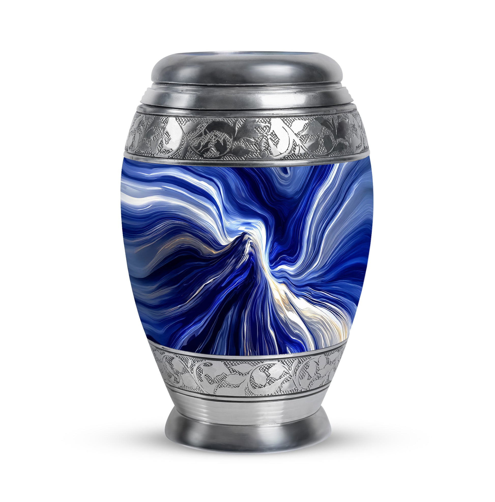 Personalized Elegant Blue Cremation Urns - Blue 10-inch, 200 cu in - Karyliz