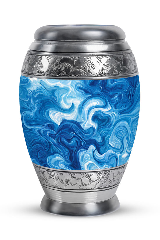 Ethereal Blue Memorial Cremation Urns - Blue 10-inch, 200 cu in - Karyliz