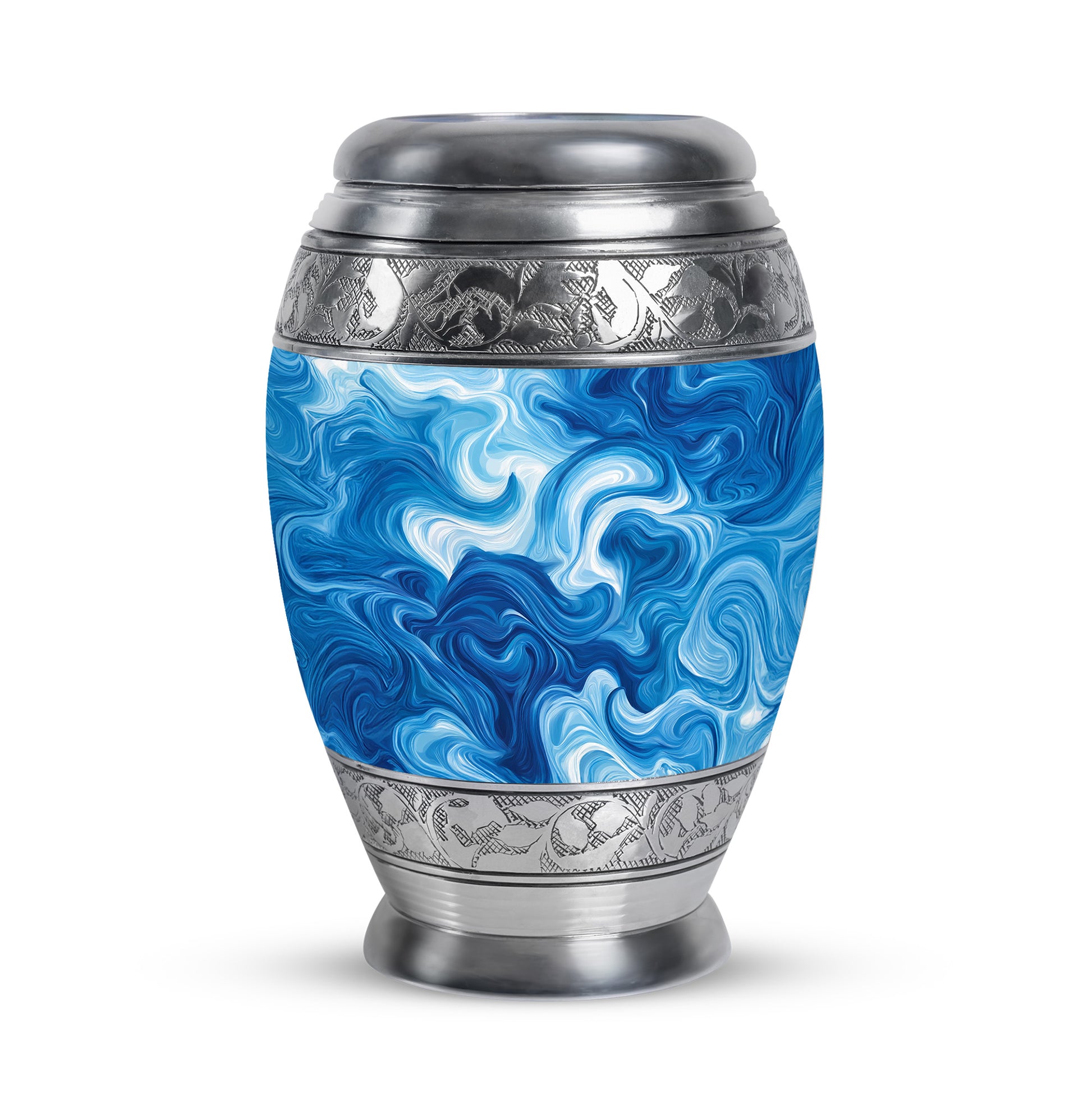 Ethereal Blue Memorial Cremation Urns - Blue 10-inch, 200 cu in - Karyliz