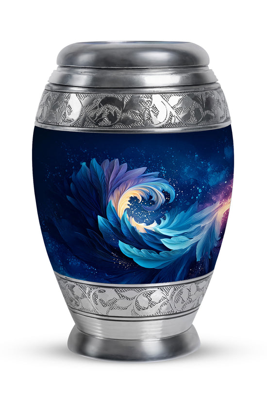 Personalized Blue Cremation Urns - Wondrous Blue 10-inch, 200 cu in - Karyliz