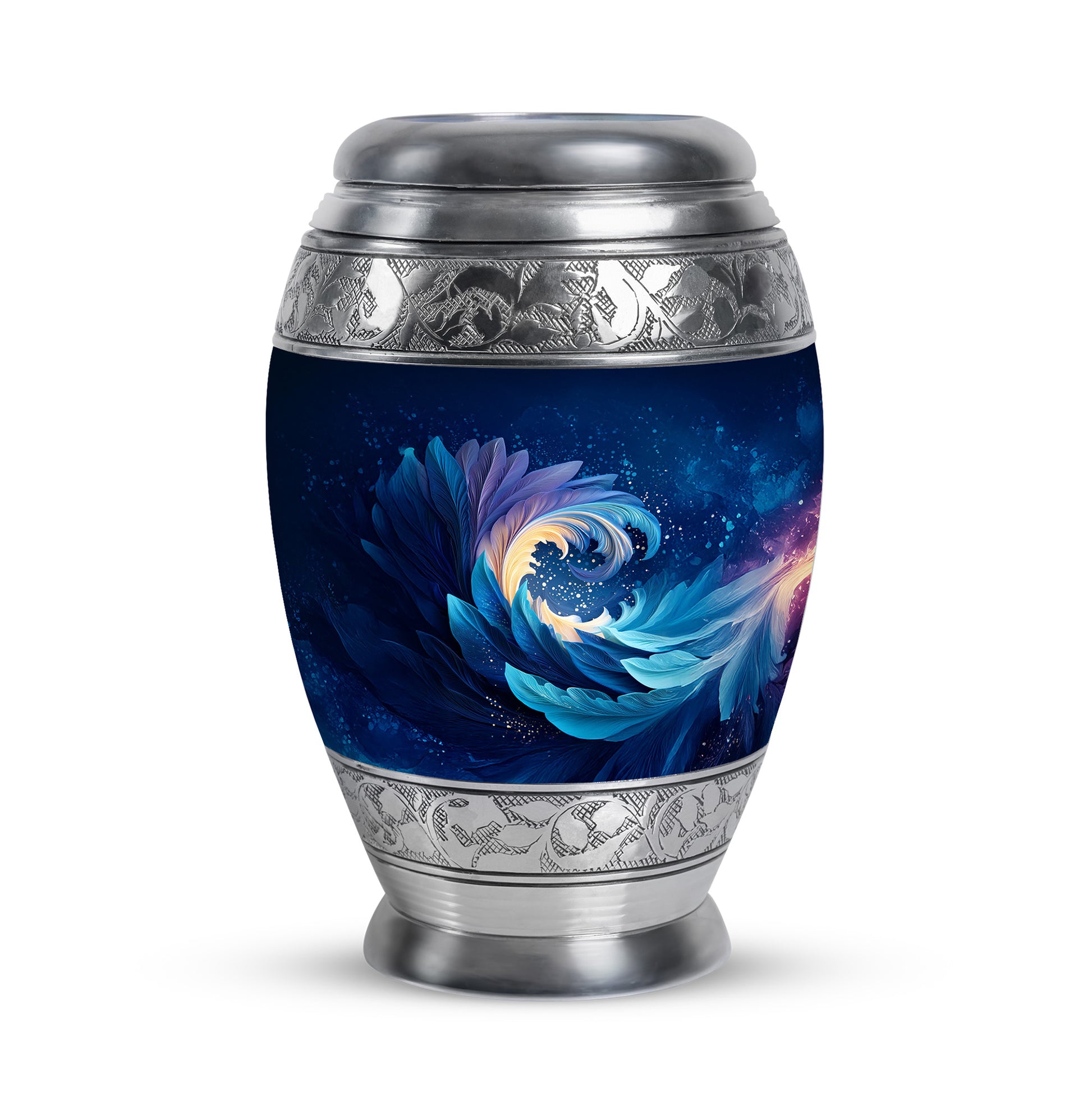 Personalized Blue Cremation Urns - Wondrous Blue 10-inch, 200 cu in - Karyliz
