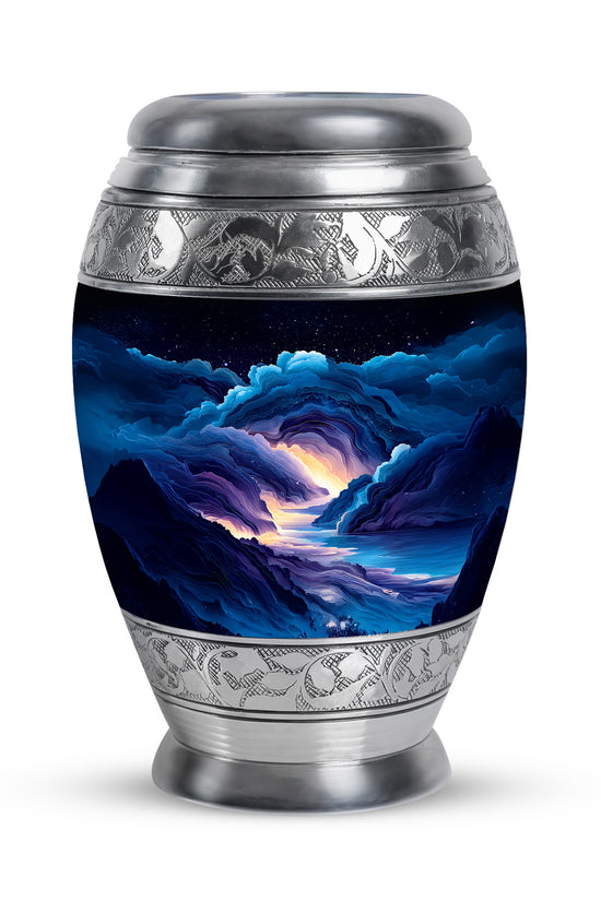 Graceful Blue Blue Resting Place Urn for Human Ashes - 10-inch, 200 cu in - Karyliz