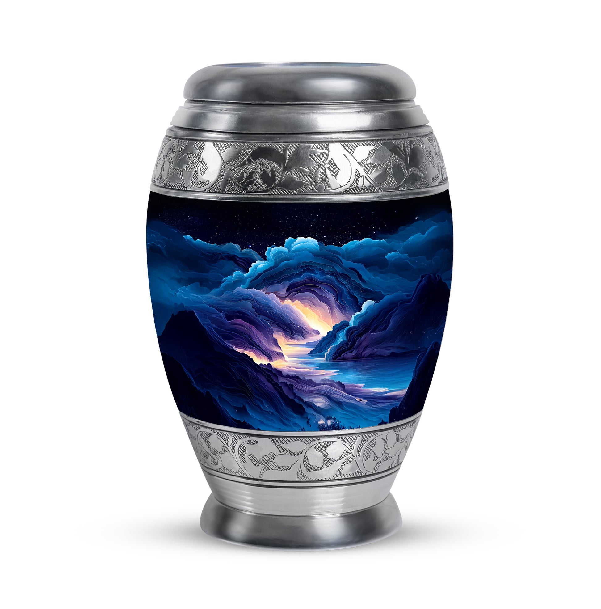 Graceful Blue Blue Resting Place Urn for Human Ashes - 10-inch, 200 cu in - Karyliz