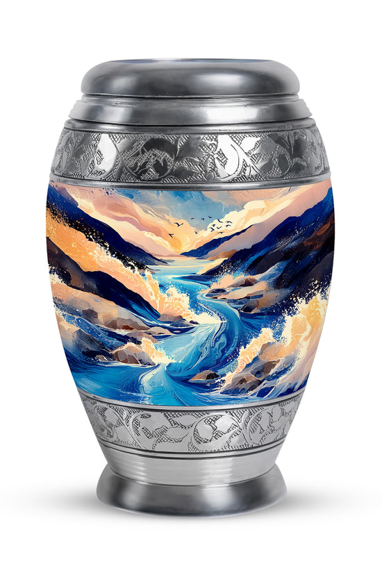Inspiring Blue Blue Passage Urn for Human Ashes - 10-inch, 200 cu in - Karyliz