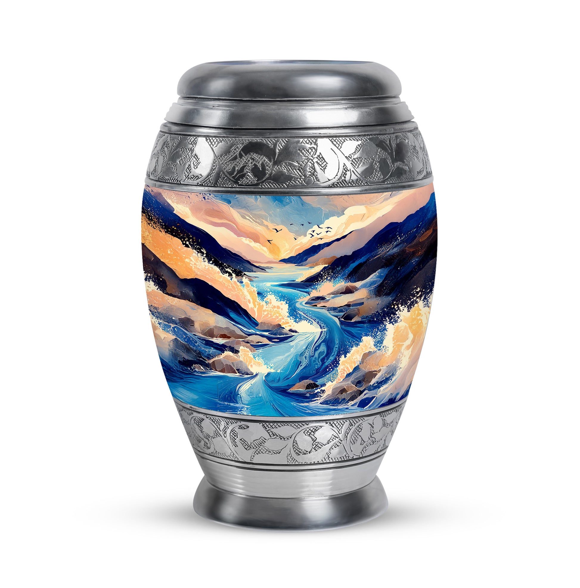 Inspiring Blue Blue Passage Urn for Human Ashes - 10-inch, 200 cu in - Karyliz