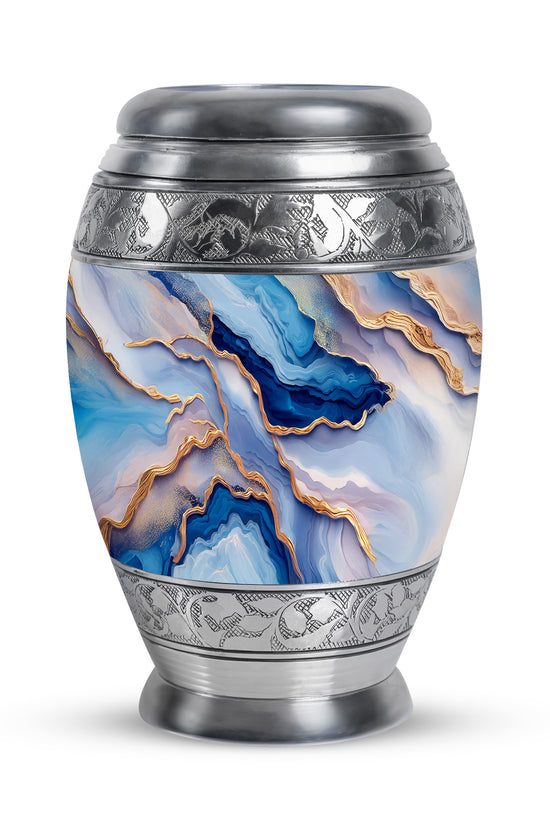 Blue Resounding Blue Memorial Urn for Ashes - 10-inch, 200 cu in - Karyliz
