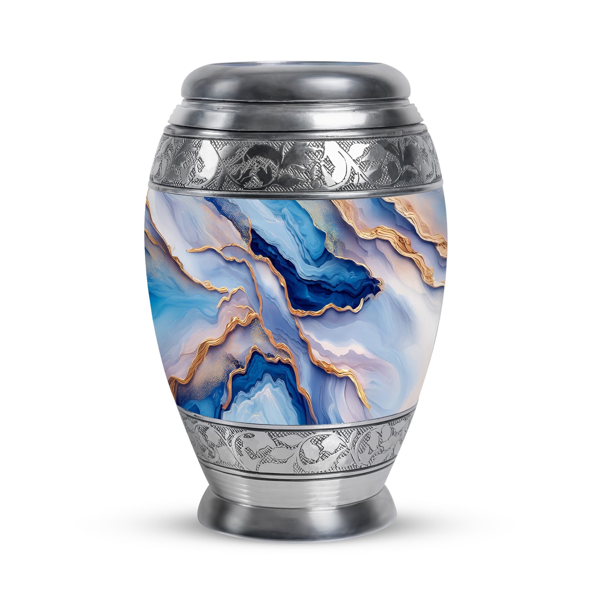 Blue Resounding Blue Memorial Urn for Ashes - 10-inch, 200 cu in - Karyliz