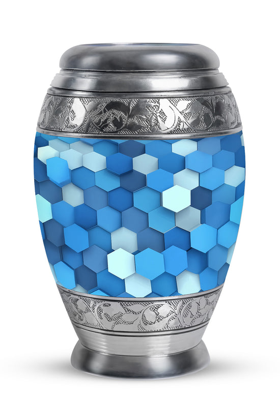 Blue Resounding Blue Memorial Urn for Ashes - 10-inch, 200 cu in - Karyliz