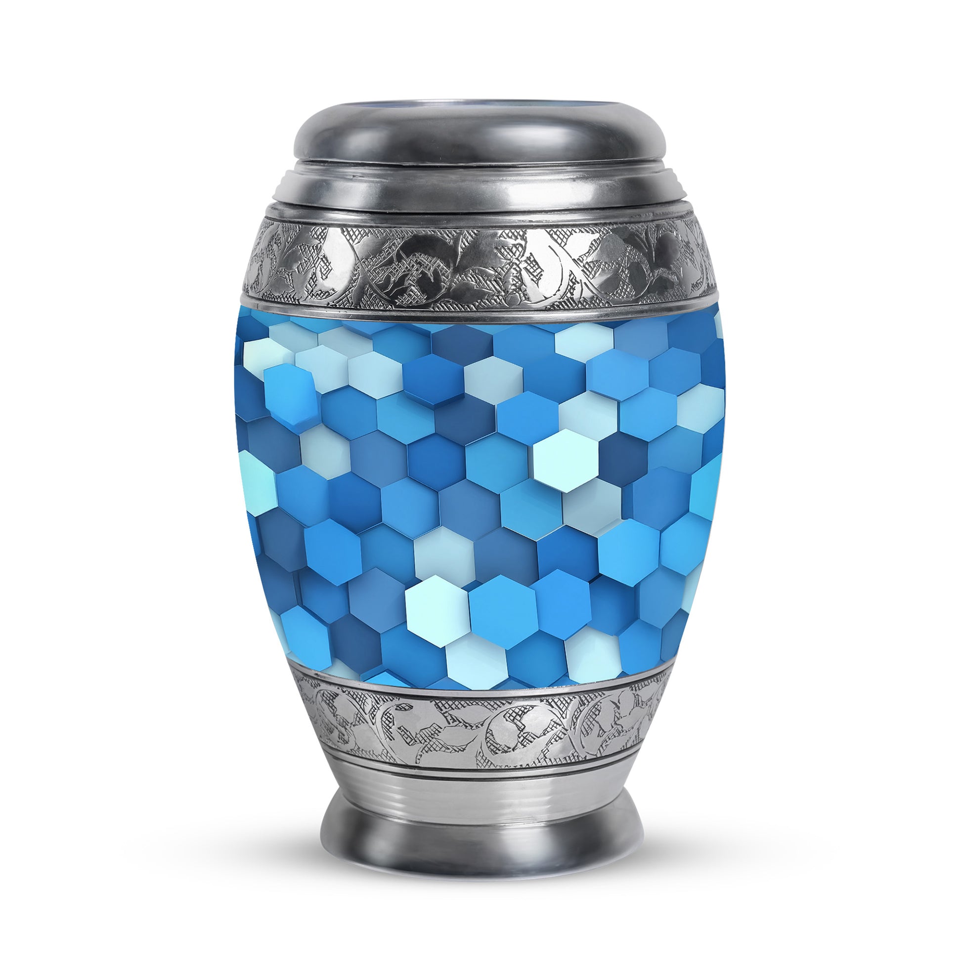 Blue Resounding Blue Memorial Urn for Ashes - 10-inch, 200 cu in - Karyliz