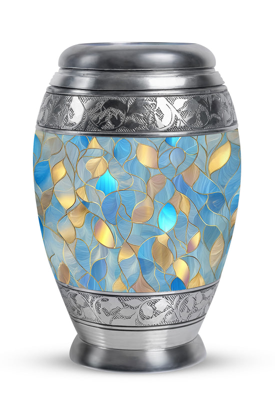 Personalized Elegant Blue Cremation Urns - Blue 10-inch, 200 cu in - Karyliz