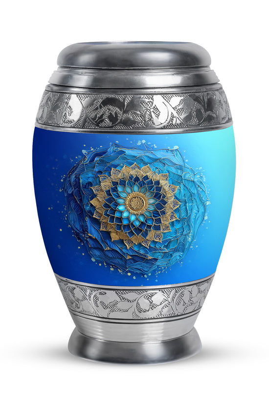 Radiant Blue Memorial Cremation Urns - Teal 10-inch, 200 cu in - Karyliz