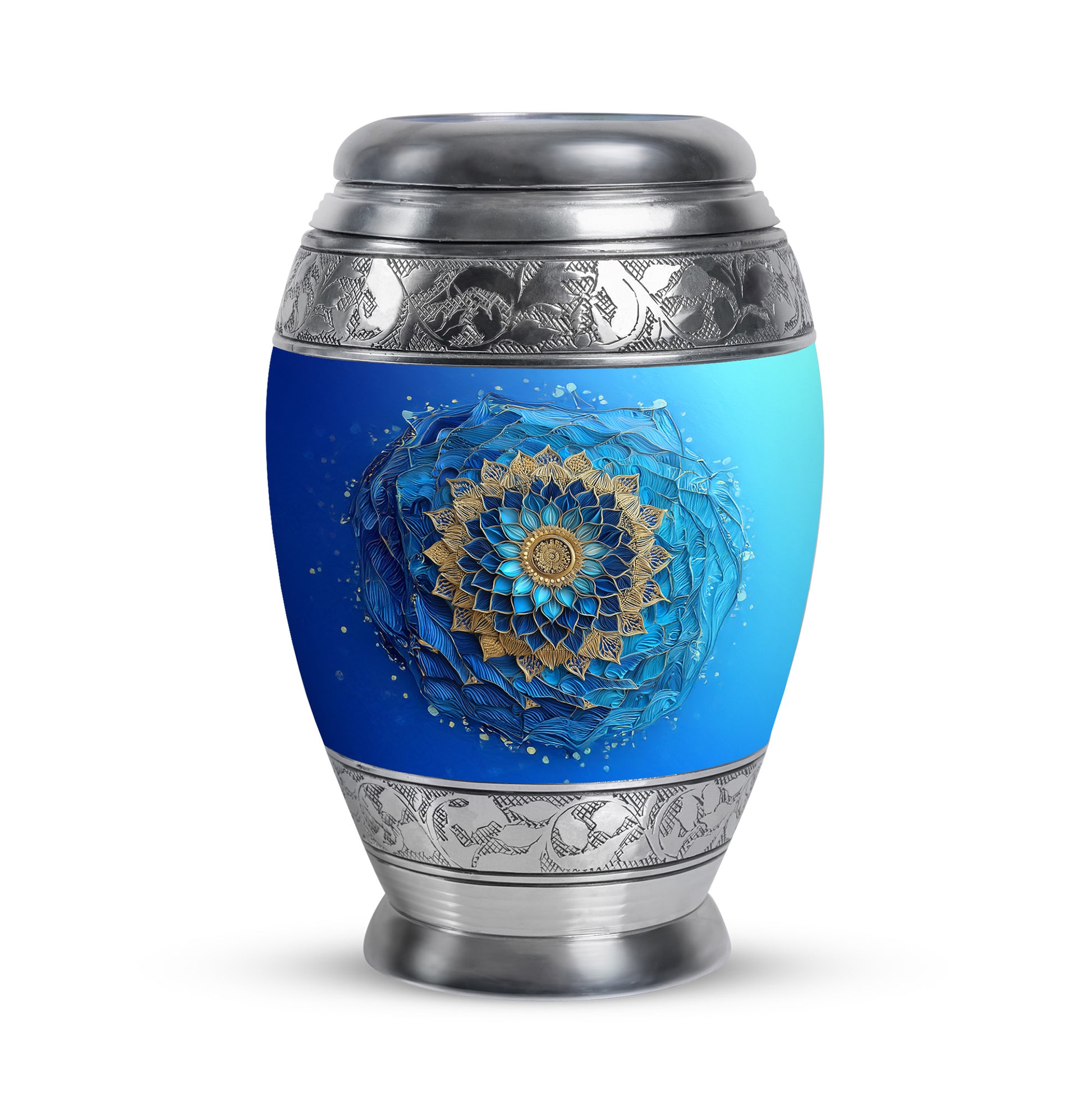 Radiant Blue Memorial Cremation Urns - Teal 10-inch, 200 cu in - Karyliz