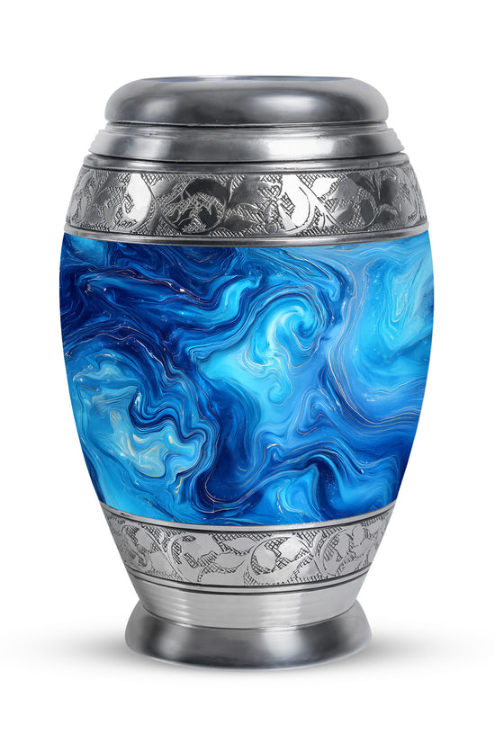 Regal Blue Memorial Cremation Urns - Teal 10-inch, 200 cu in - Karyliz
