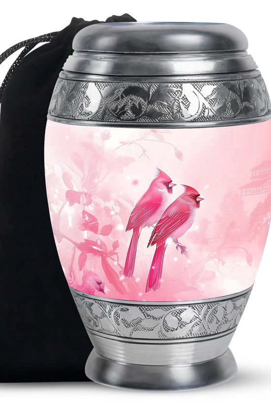 Artistic Cardinal Bird Cremation Urn For Women - Large Urn For Female