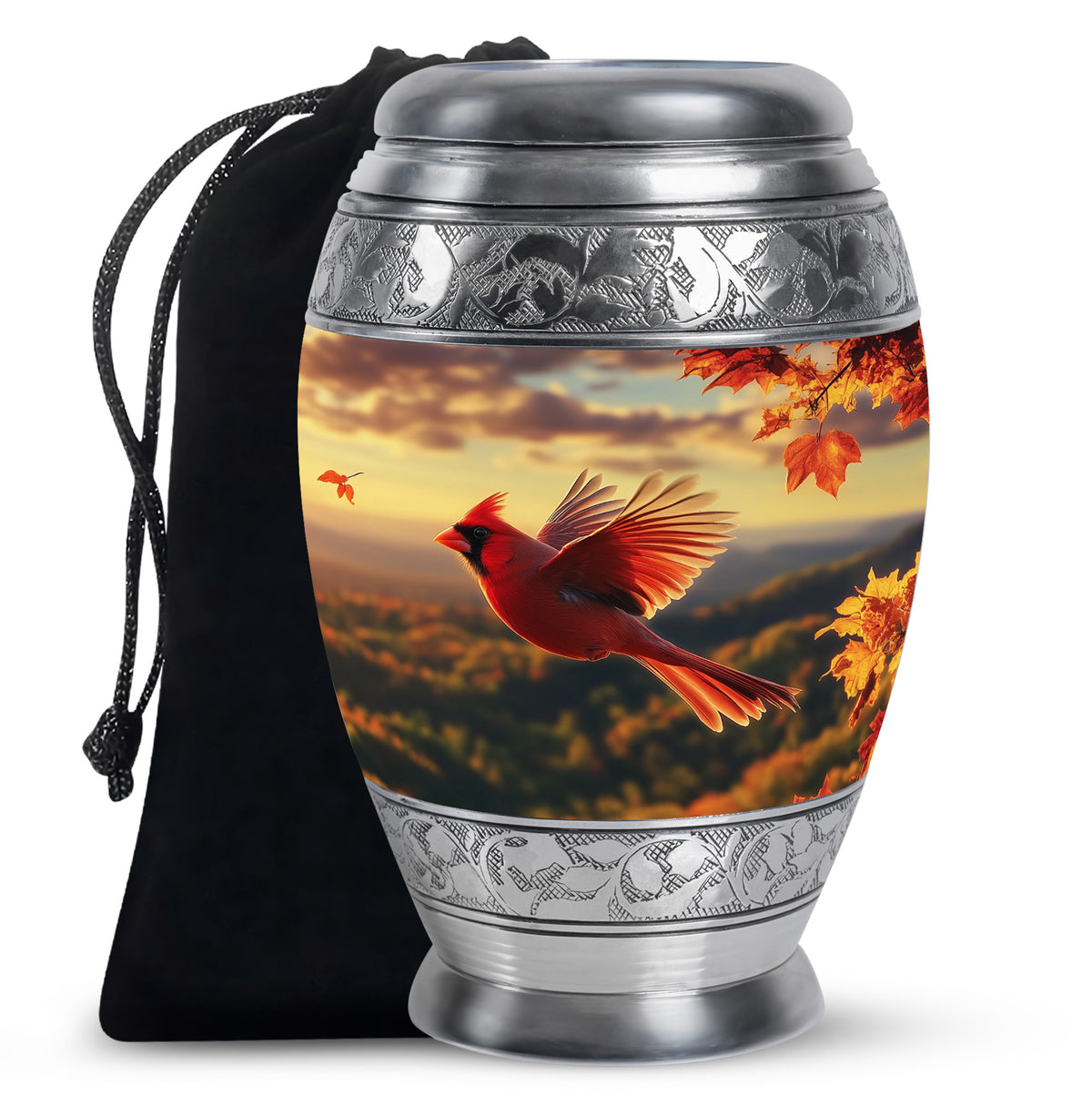 Flying Cardinal Bird Urn For Ashes - Urn For Adult Male & Female