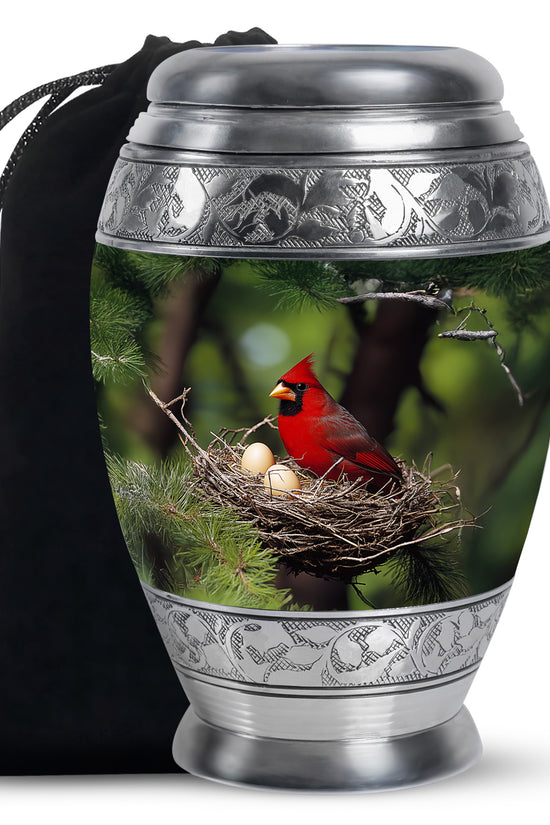 Cardinal Bird Memorial Urn For Ashes - Bird Nest Cremation Urn For Ashes