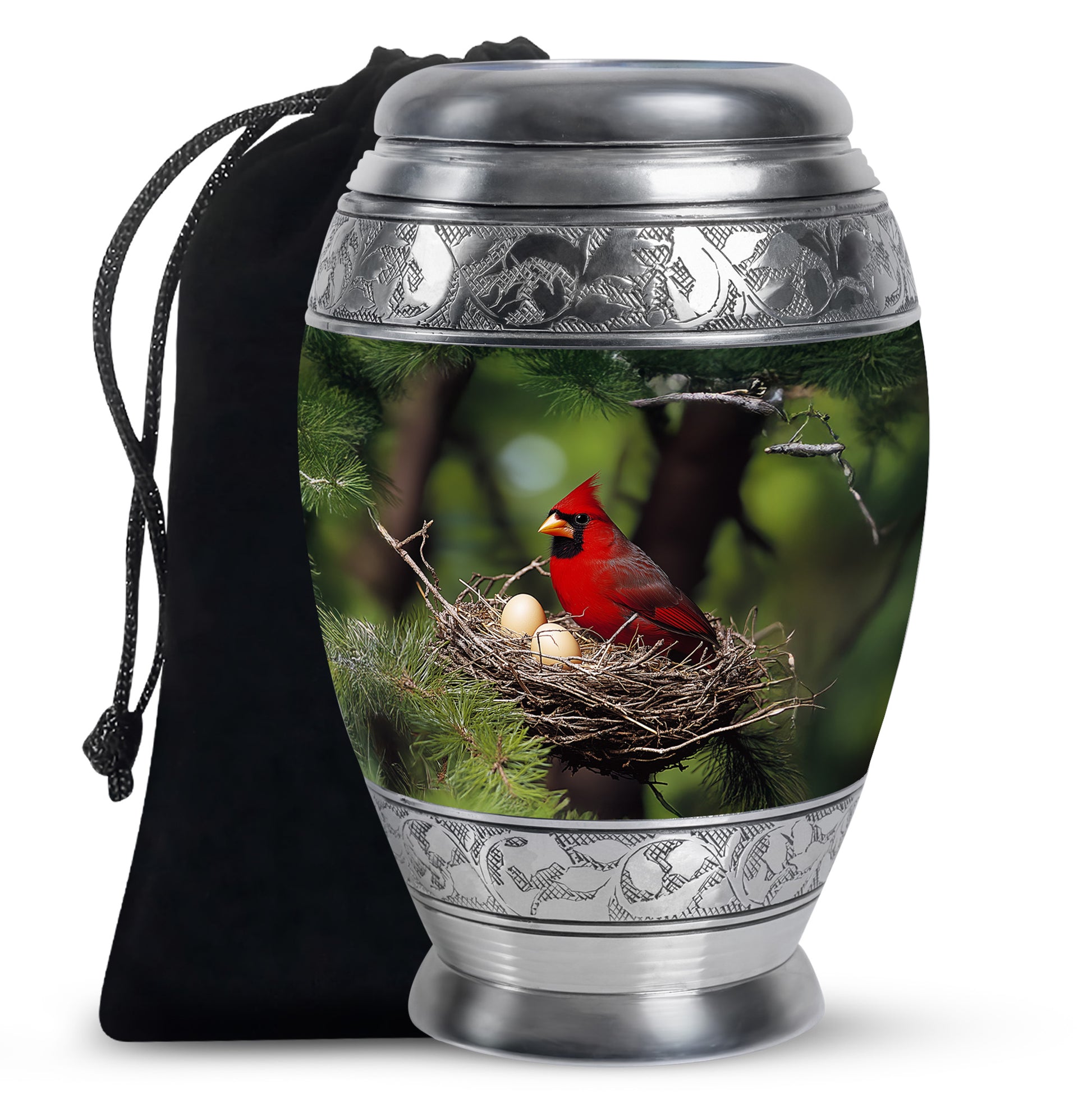 Cardinal Bird Memorial Urn For Ashes - Bird Nest Cremation Urn For Ashes