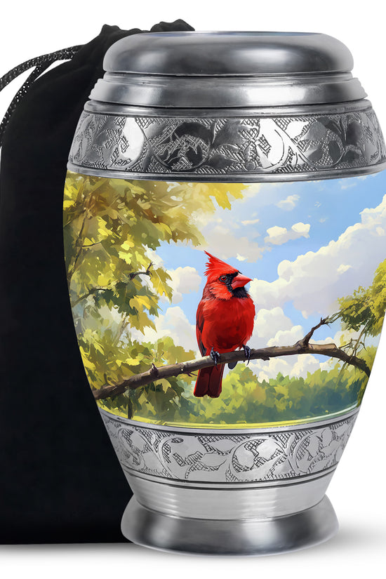 Cardinal Bird Cremation Urn - Nature Funeral Urn For Human Ashes