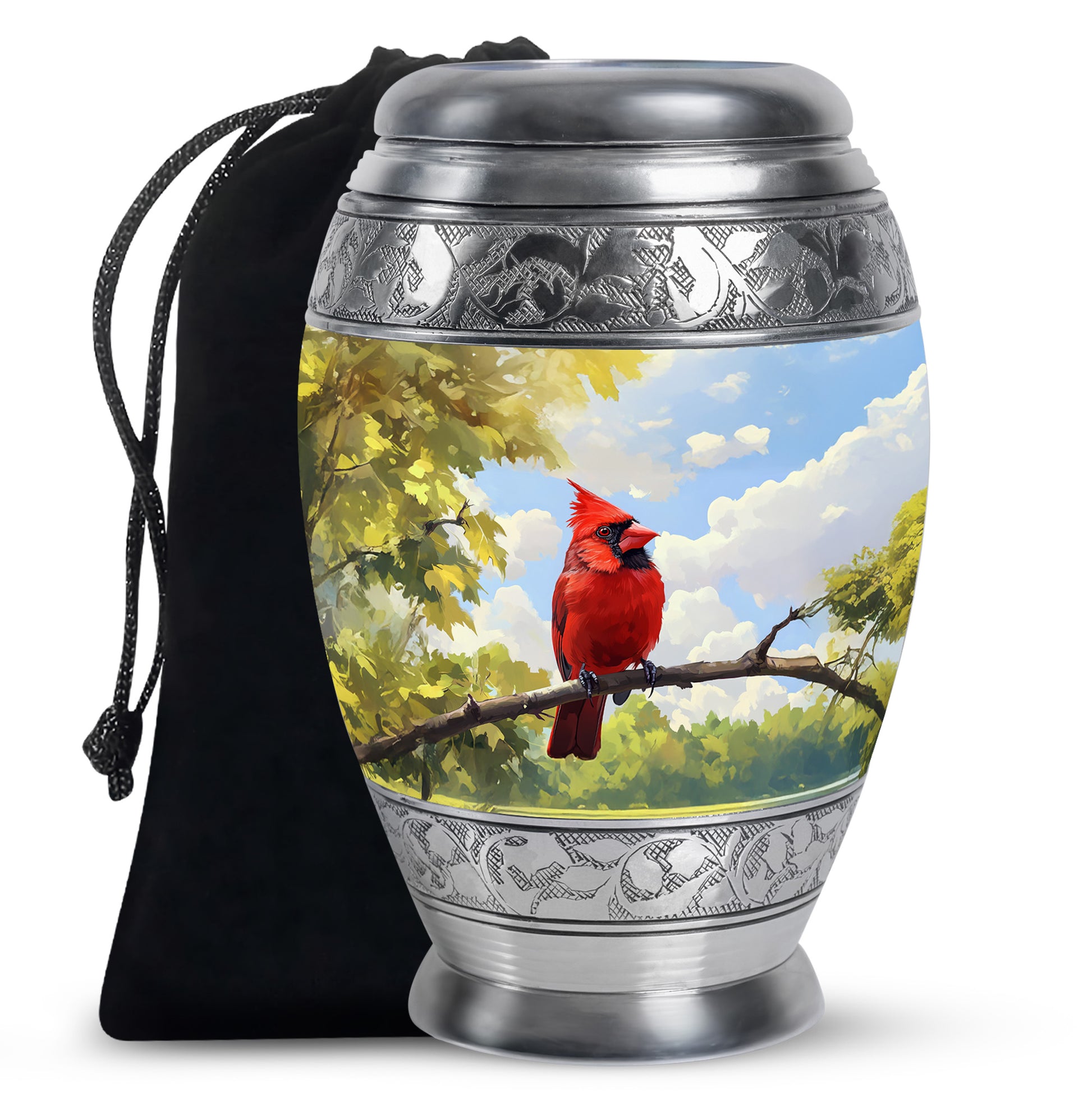 Cardinal Bird Cremation Urn - Nature Funeral Urn For Human Ashes