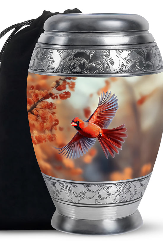 Flying Cardinal Memorial Urn - Beautiful Nature Urn For Loved Ones