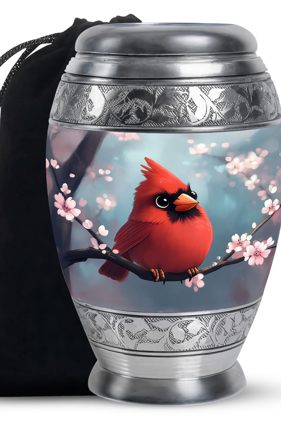 Cartoon Cardinal Bird Urn - Blossom Cremation Urn For Adult Ashes