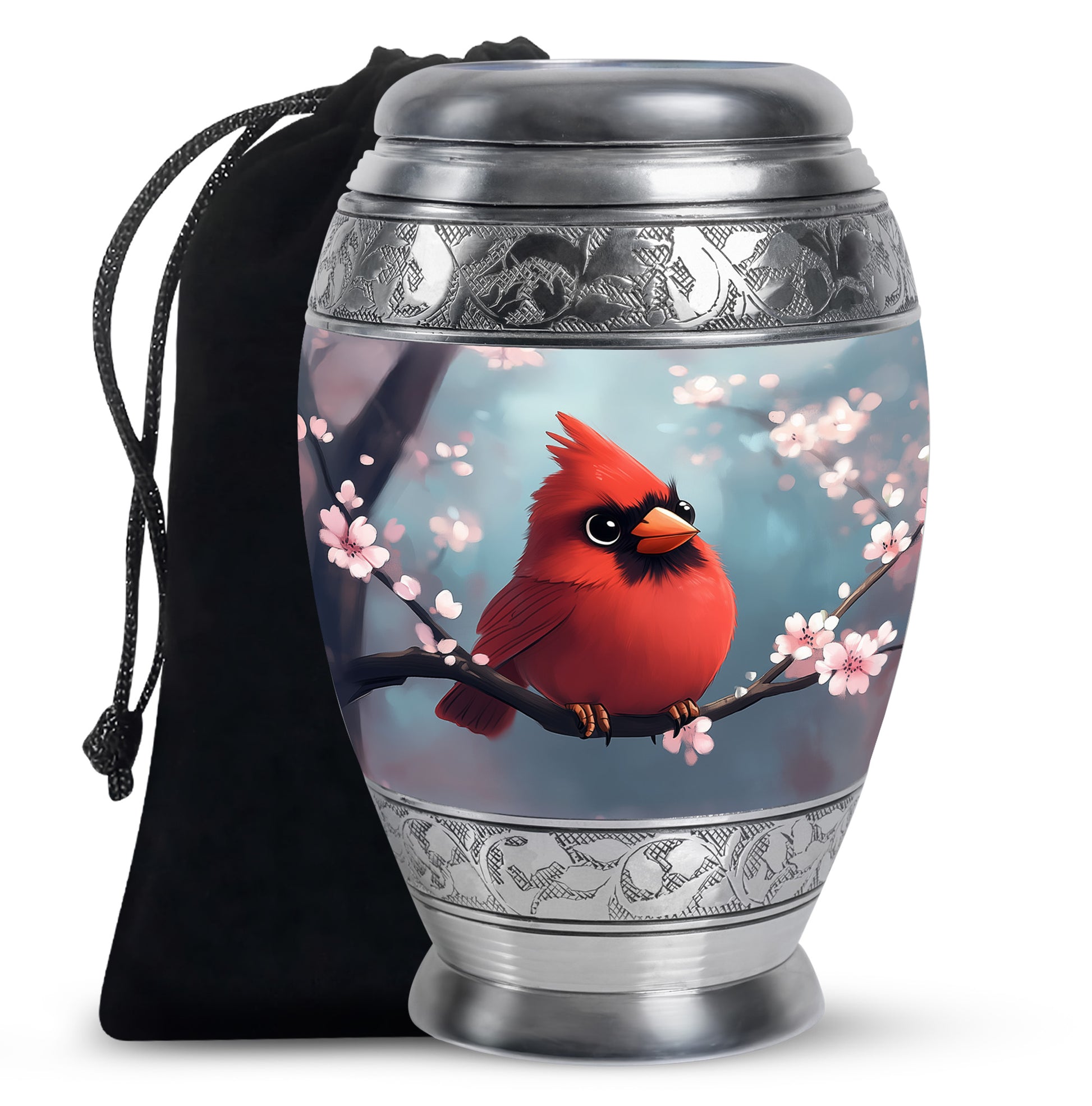 Cartoon Cardinal Bird Urn - Blossom Cremation Urn For Adult Ashes