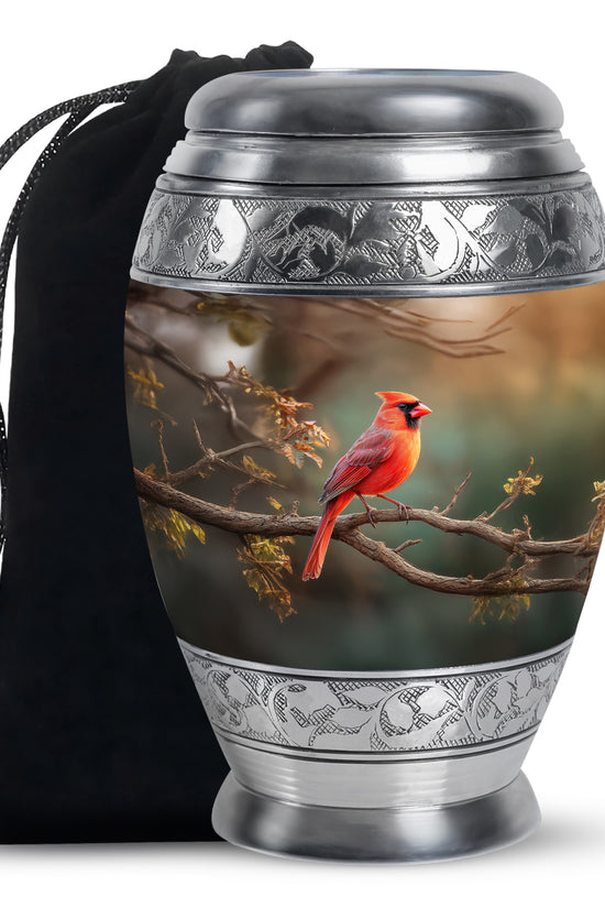 Red Bird Cardinal Funeral Urn - Peaceful Nature Cremation Urn For Ashes