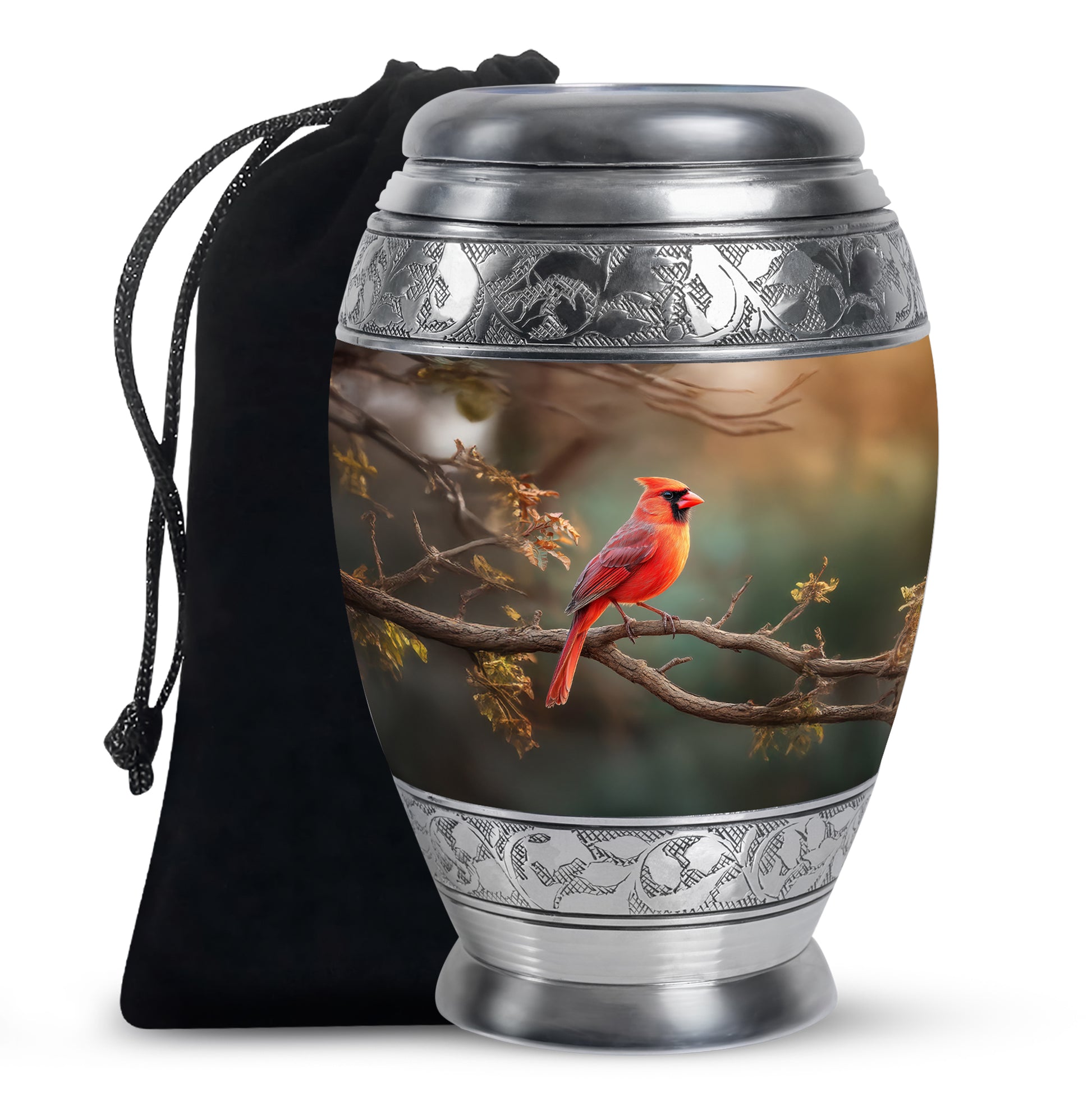 Red Bird Cardinal Funeral Urn - Peaceful Nature Cremation Urn For Ashes