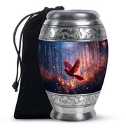 Flying Cardinal Bird Memorial Urn - Glowing Forest Crremation Urn For Adult Ashes