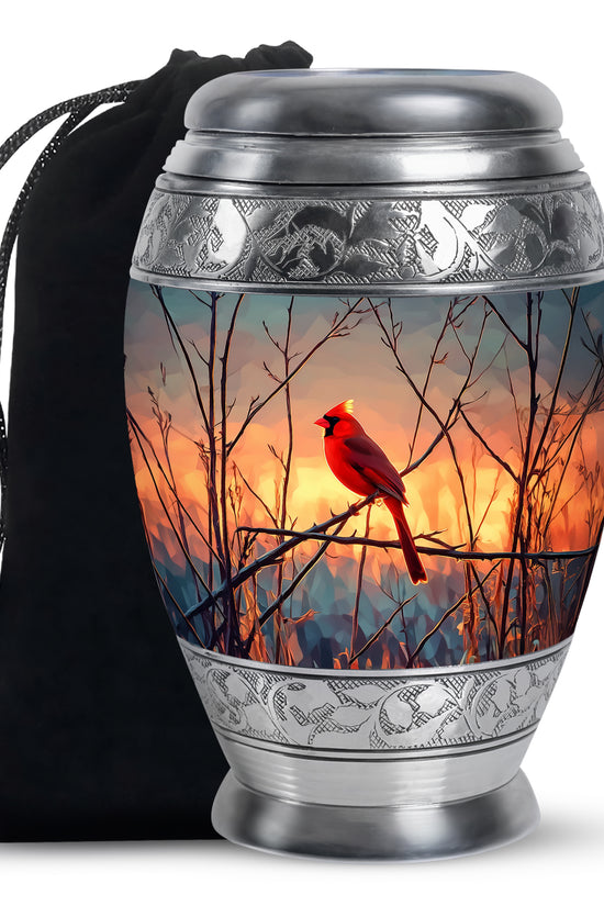 Cardinal Sunset Cremation Urn - Nature Memorial Urn For Human Ashes
