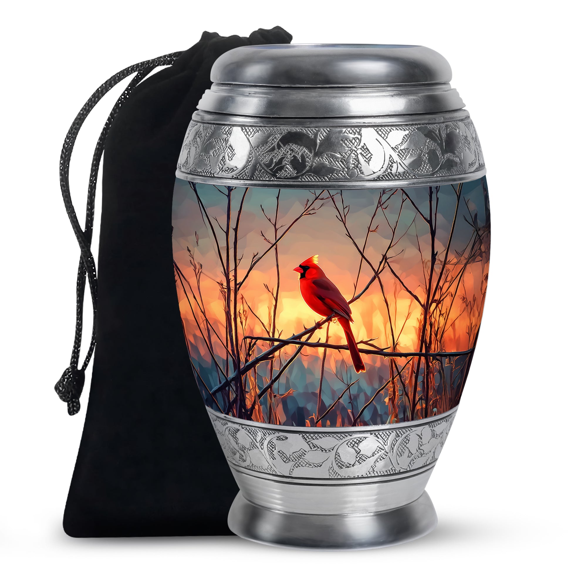 Cardinal Sunset Cremation Urn - Nature Memorial Urn For Human Ashes