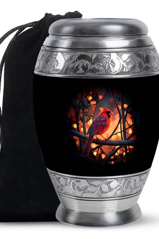 Cardinal Tribute Memorial Urn - Forest Theme Cremation Urn For Loved ones