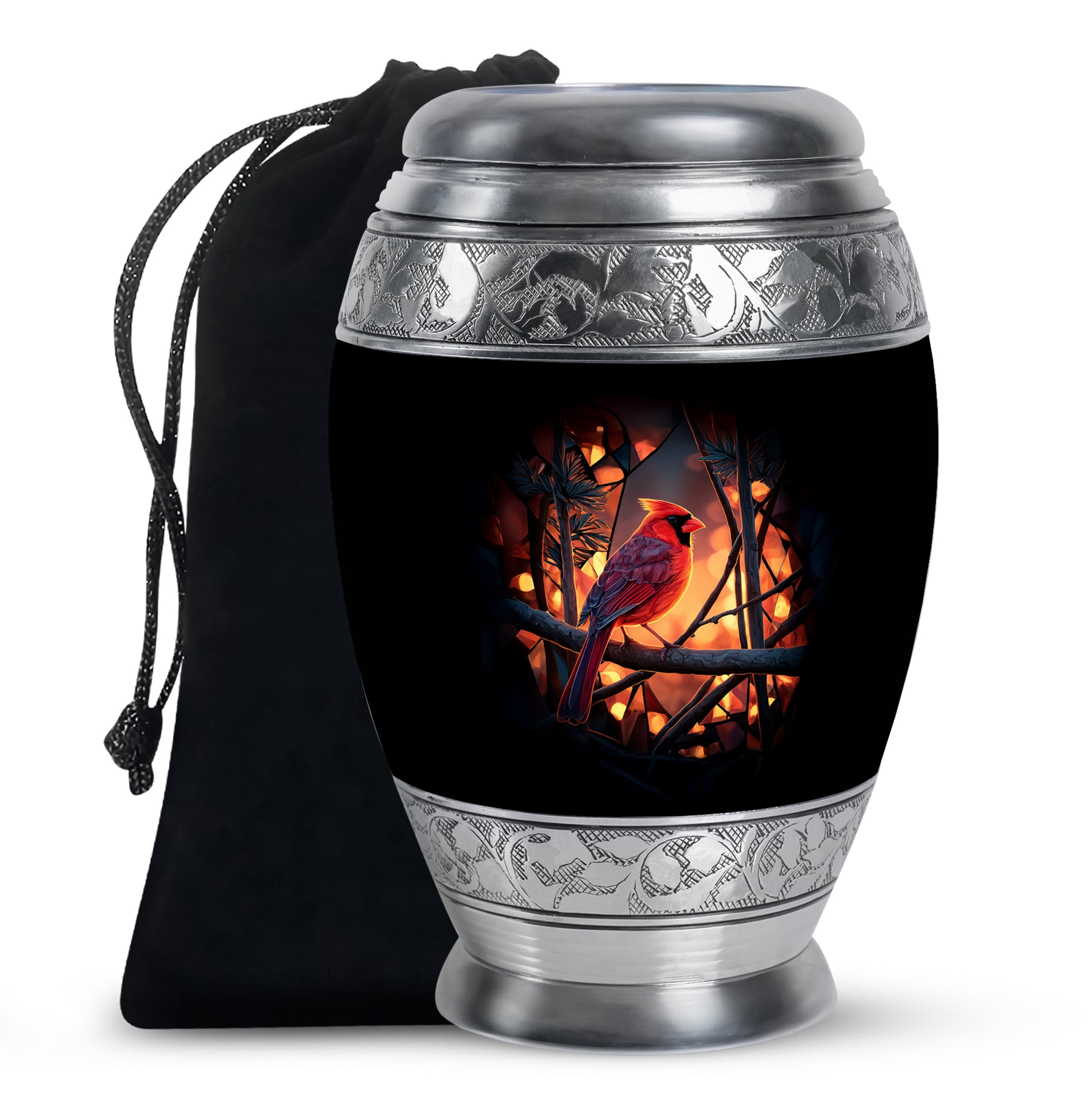 Cardinal Tribute Memorial Urn - Forest Theme Cremation Urn For Loved ones